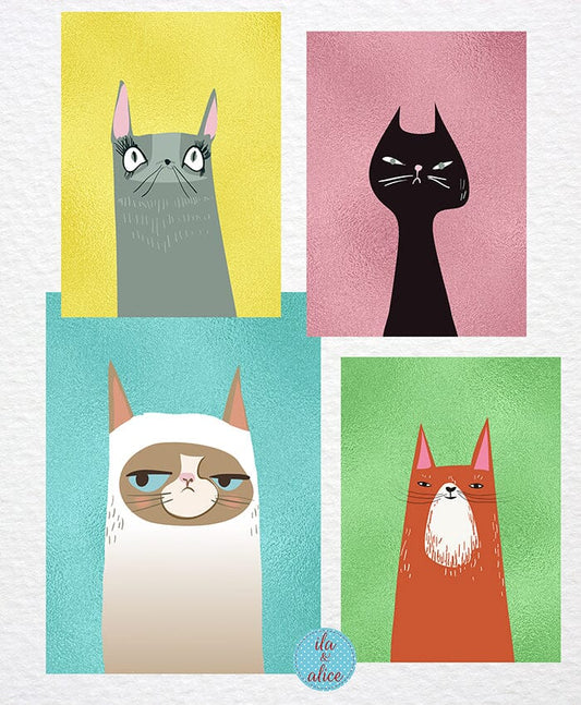 Funny Cat Illustration Postcards Post Cards ila & alice 