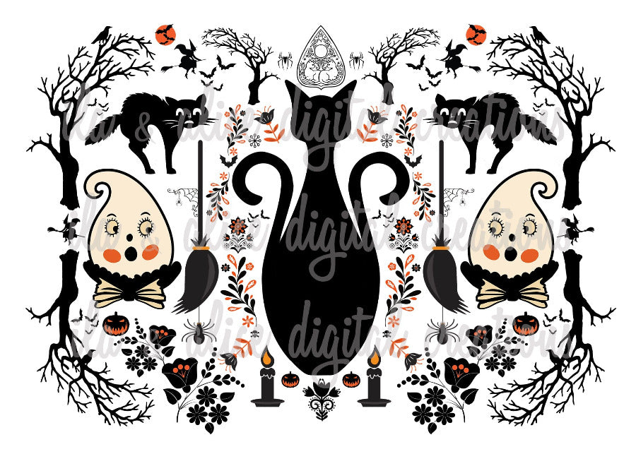 Halloween Folk Art Postcards Post Cards ila & alice 