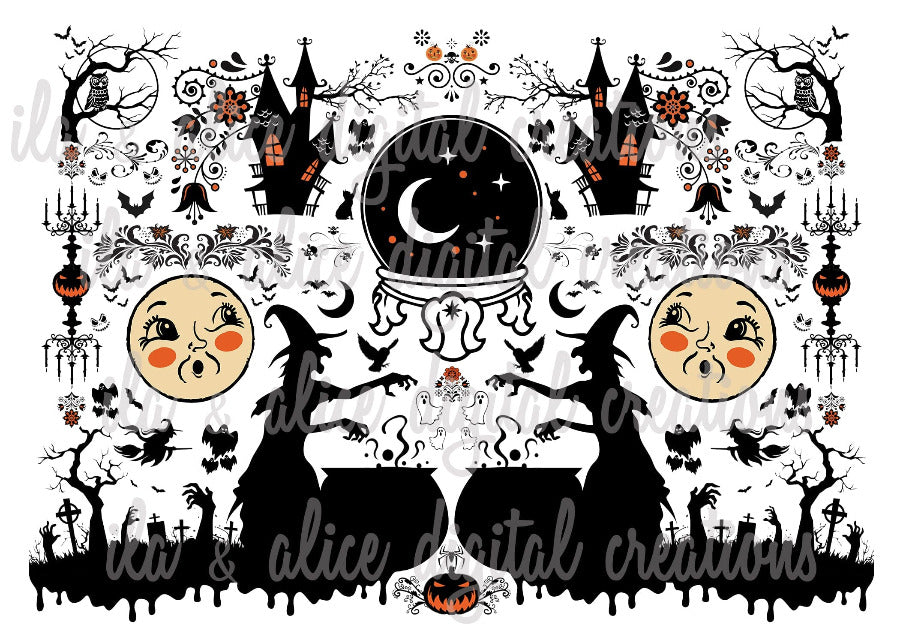 Halloween Folk Art Postcards Post Cards ila & alice 
