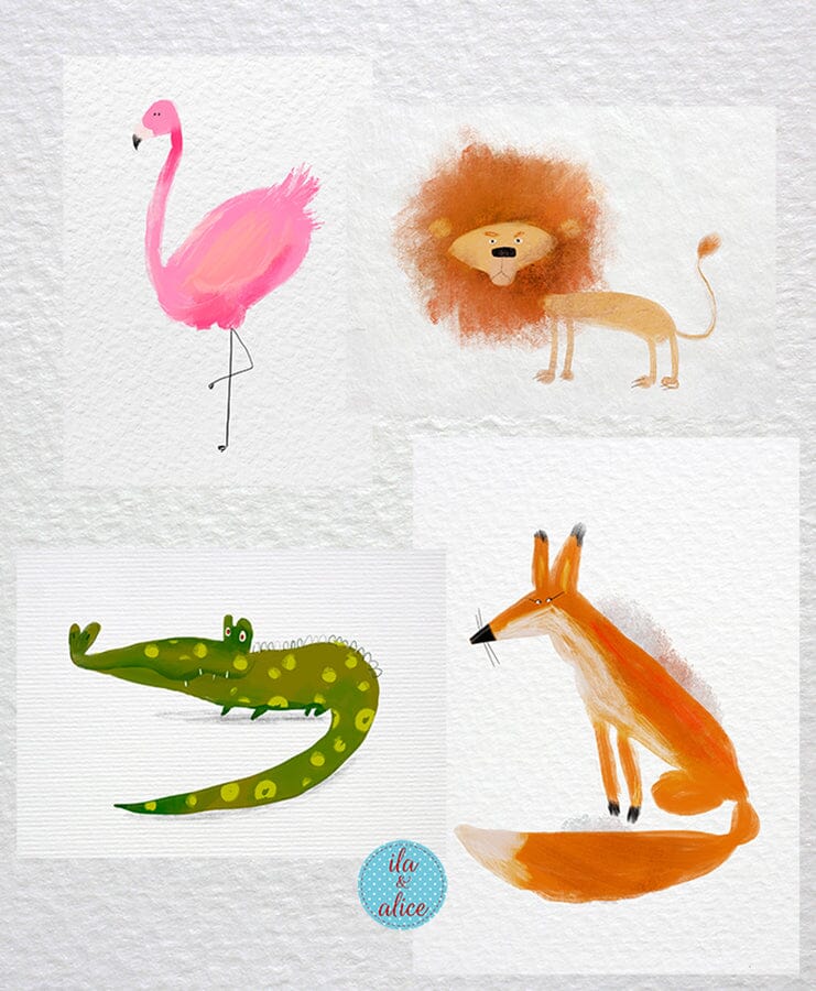 Amusing Exotic Animals Postcards Post Cards ila & alice 